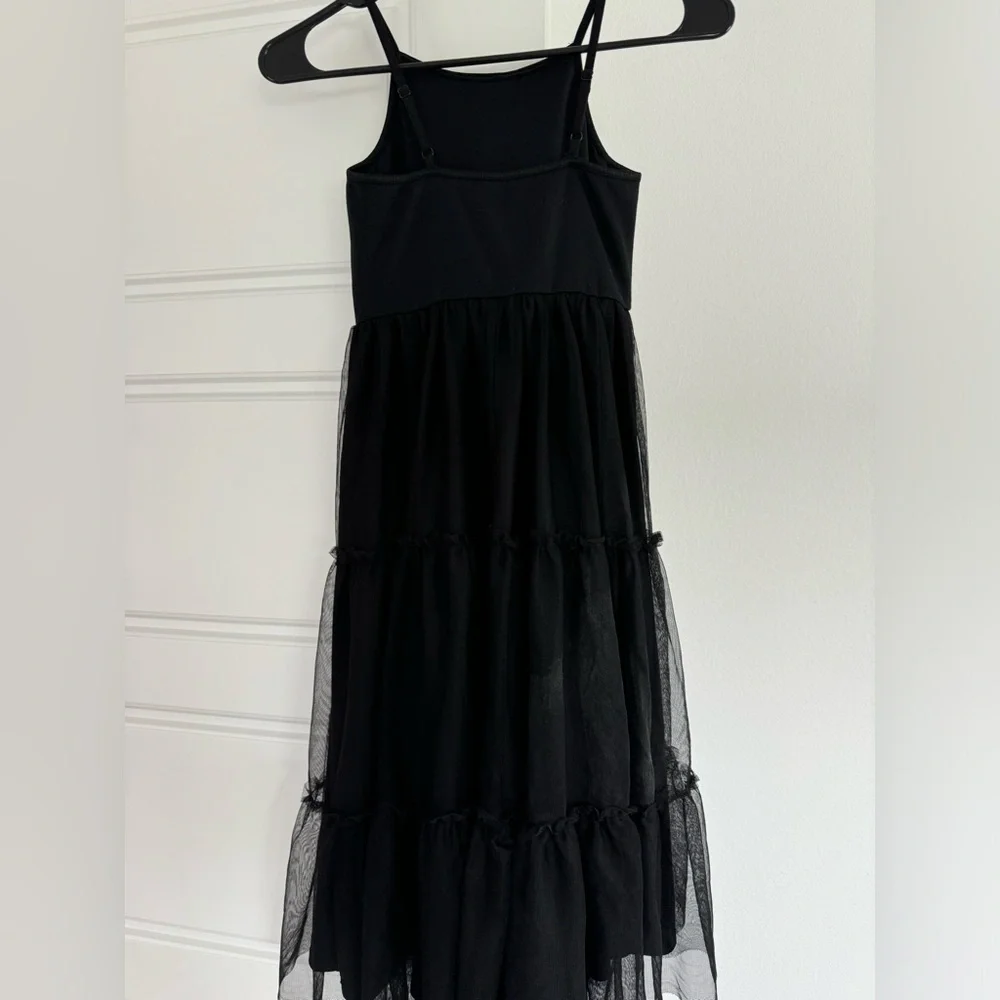 Cat And Jack Long Black Sequin/ Ruffle Dress Size Kids Size 6/6X Runs Large
